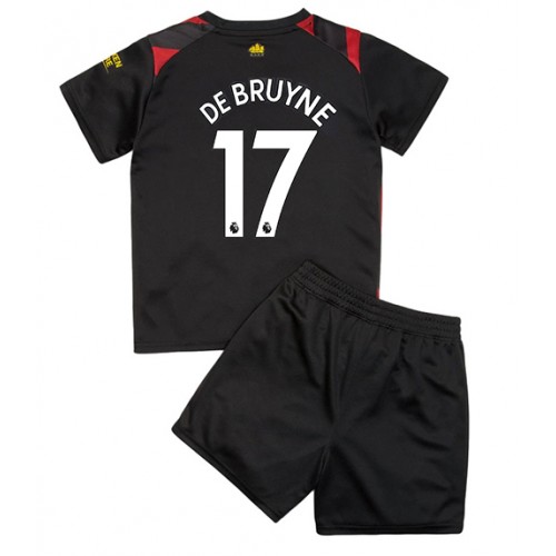 Fotbalové Dres Manchester City Kevin De Bruyne #17 Dětské Venkovní 2022-23 Krátký Rukáv (+ trenýrky)